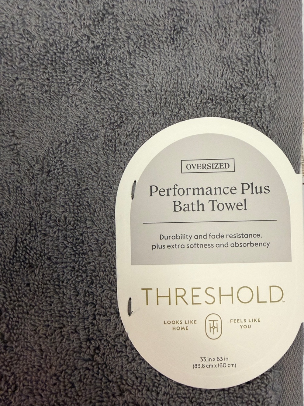 Threshold Performance Plus Oversized Bath Towel - Gray